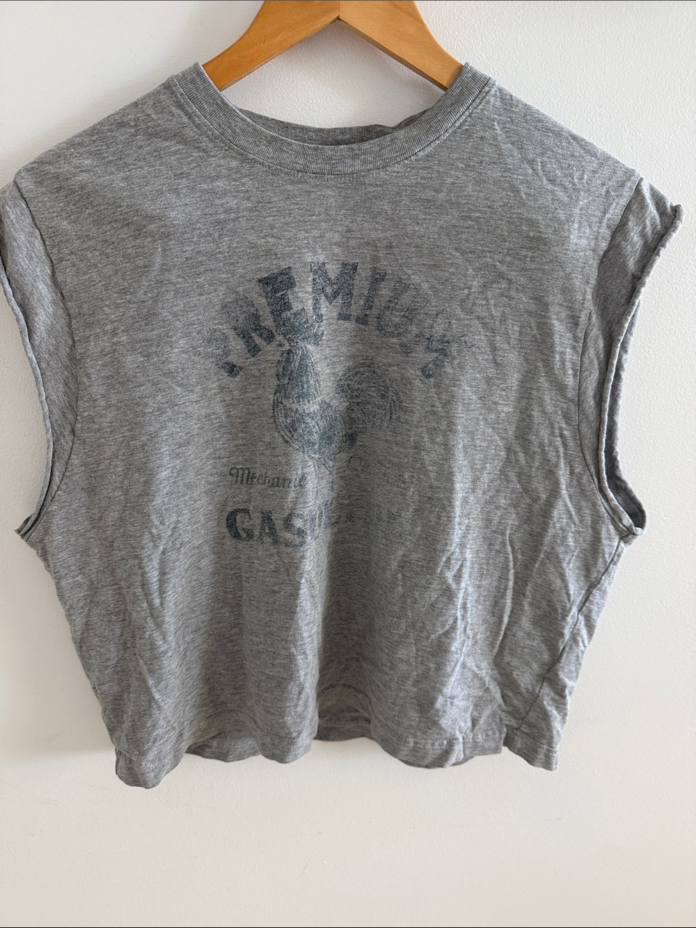 BDG Grey Graphic Crop Muscle Tee